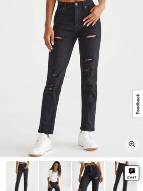 Aeropostale Black Distressed Mom Jeans | 000R | 24P
